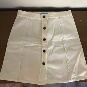 Draper James white scalloped Jean skirt